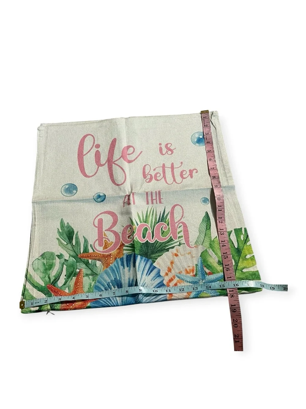 New! Set of 2 Beach Life Decorative Throw Pillow Covers! - Pink/Green